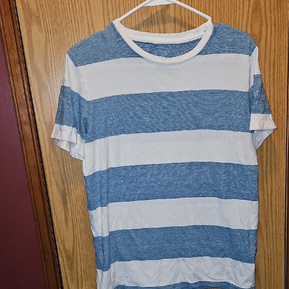 Blue and White Striped Men's Shirt